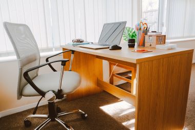 辦公室，辦公桌，手提電腦，房間，陽光 